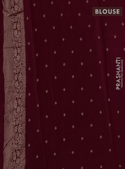 Semi mysore silk saree wine shade with zari woven buttas and long zari woven border