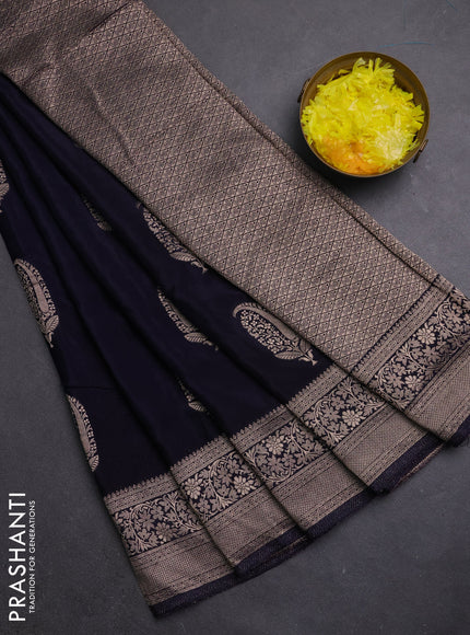 Semi mysore silk saree jamun shade with zari woven buttas and long zari woven border
