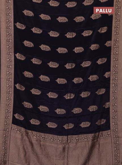 Semi mysore silk saree jamun shade with zari woven buttas and long zari woven border