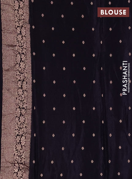 Semi mysore silk saree black with zari woven buttas and long zari woven border