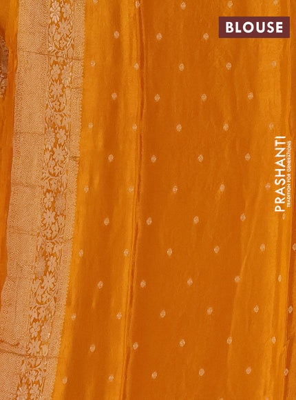 Semi mysore silk saree mustard yellow with zari woven buttas and long zari woven border