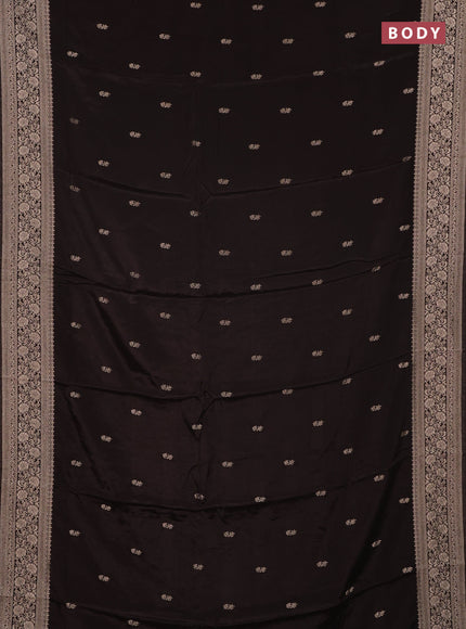 Semi mysore silk saree coffee brown with allover zari woven buttas and long zari woven border