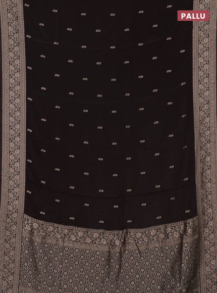Semi mysore silk saree coffee brown with allover zari woven buttas and long zari woven border