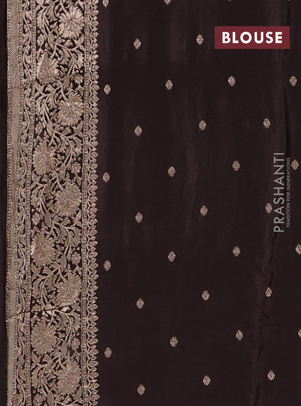 Semi mysore silk saree coffee brown with allover zari woven buttas and long zari woven border