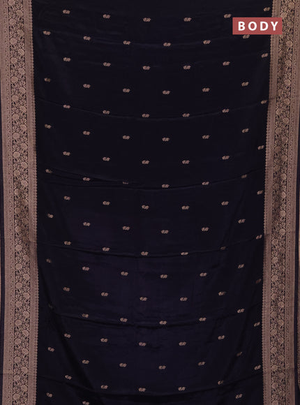 Semi mysore silk saree navy blue with allover zari woven buttas and long zari woven border