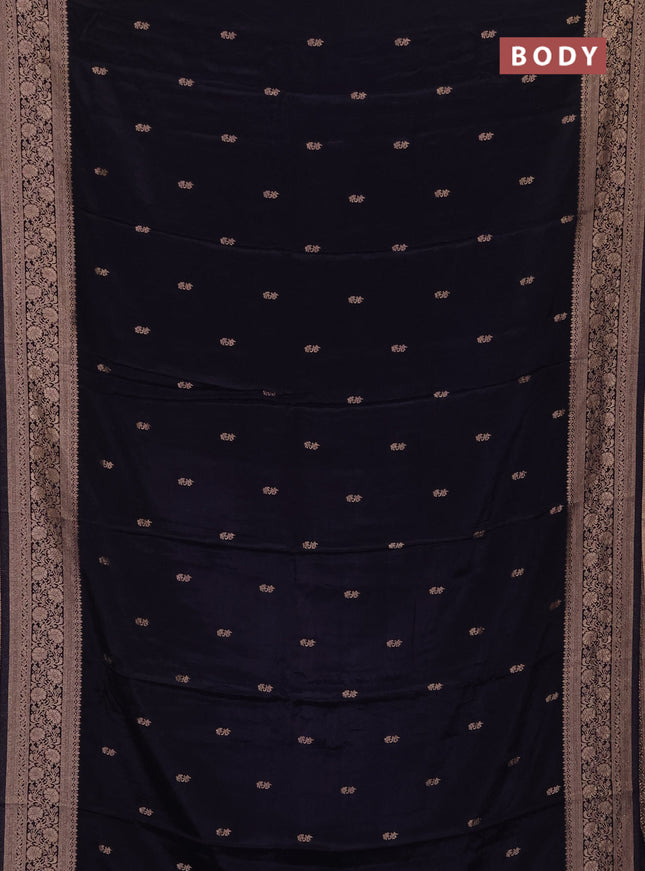 Semi mysore silk saree navy blue with allover zari woven buttas and long zari woven border