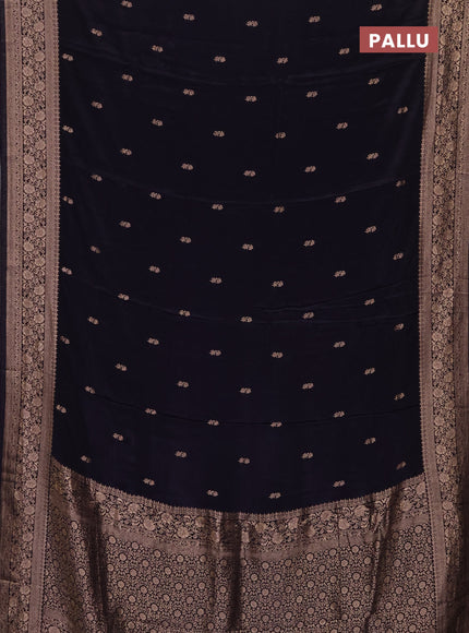 Semi mysore silk saree navy blue with allover zari woven buttas and long zari woven border