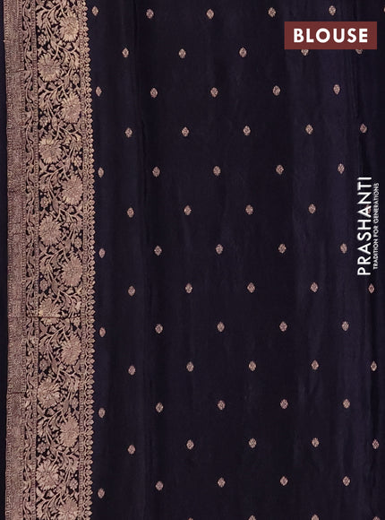 Semi mysore silk saree navy blue with allover zari woven buttas and long zari woven border