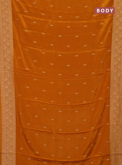 Semi mysore silk saree mustard yellow with allover zari woven buttas and long zari woven border