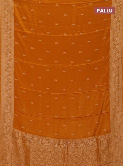 Semi mysore silk saree mustard yellow with allover zari woven buttas and long zari woven border
