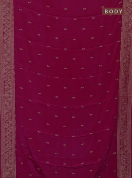 Semi mysore silk saree dark pink with allover zari woven buttas and long zari woven border