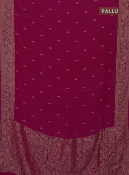 Semi mysore silk saree dark pink with allover zari woven buttas and long zari woven border