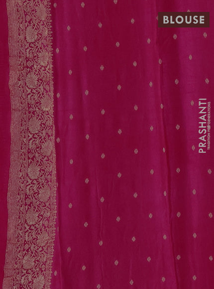 Semi mysore silk saree dark pink with allover zari woven buttas and long zari woven border