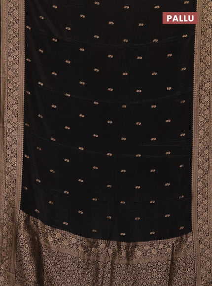 Semi mysore silk saree black with allover zari woven buttas and long zari woven border
