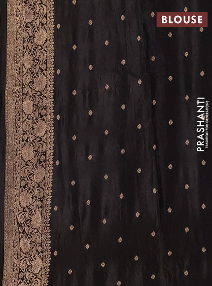 Semi mysore silk saree black with allover zari woven buttas and long zari woven border