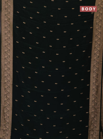 Semi mysore silk saree bottle green with allover zari woven buttas and long zari woven border