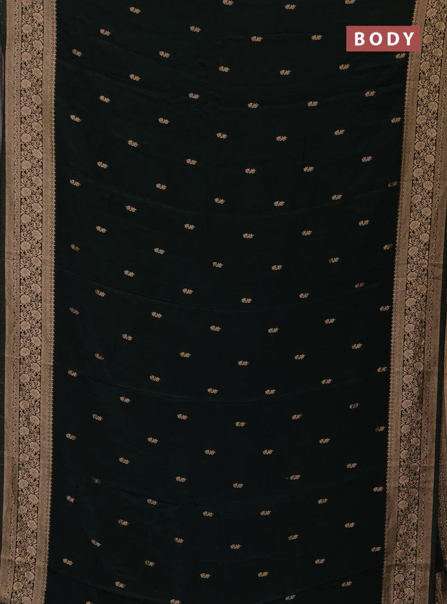 Semi mysore silk saree bottle green with allover zari woven buttas and long zari woven border