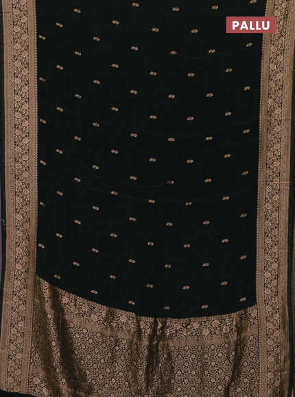 Semi mysore silk saree bottle green with allover zari woven buttas and long zari woven border