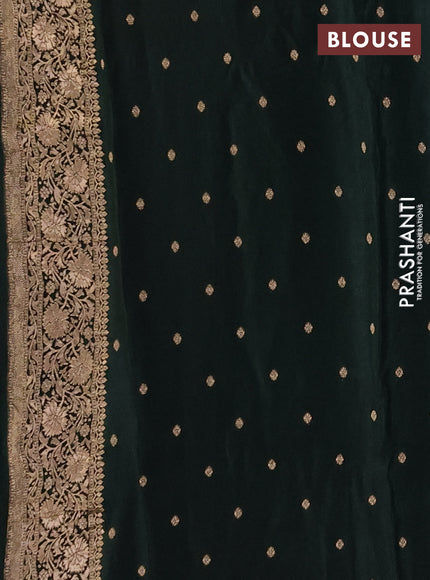 Semi mysore silk saree bottle green with allover zari woven buttas and long zari woven border