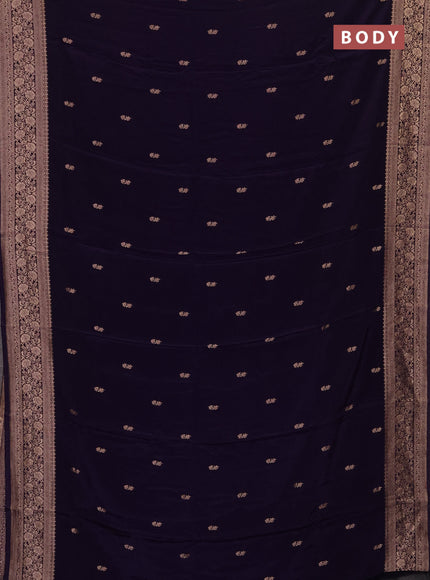 Semi mysore silk saree violet with allover zari woven buttas and long zari woven border