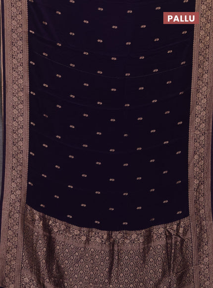 Semi mysore silk saree violet with allover zari woven buttas and long zari woven border