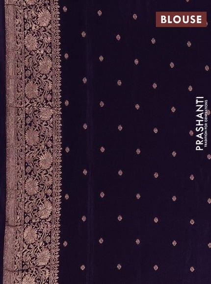 Semi mysore silk saree violet with allover zari woven buttas and long zari woven border