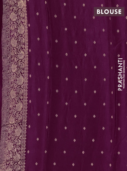 Semi mysore silk saree wine shade with allover zari woven buttas and long zari woven border