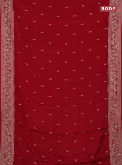 Semi mysore silk saree maroon with allover zari woven buttas and long zari woven border