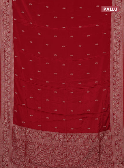 Semi mysore silk saree maroon with allover zari woven buttas and long zari woven border
