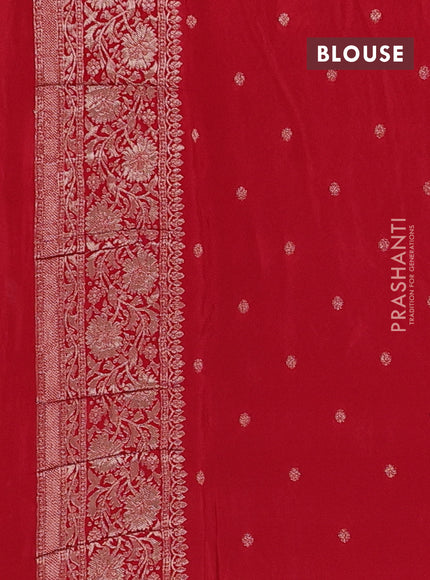 Semi mysore silk saree maroon with allover zari woven buttas and long zari woven border