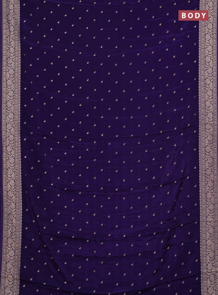 Semi mysore silk saree deep violet with allover zari woven buttas and zari woven border