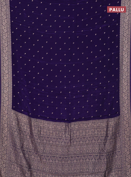 Semi mysore silk saree deep violet with allover zari woven buttas and zari woven border