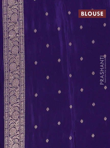 Semi mysore silk saree deep violet with allover zari woven buttas and zari woven border