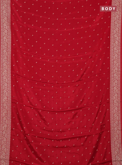 Semi mysore silk saree red with allover zari woven buttas and zari woven border