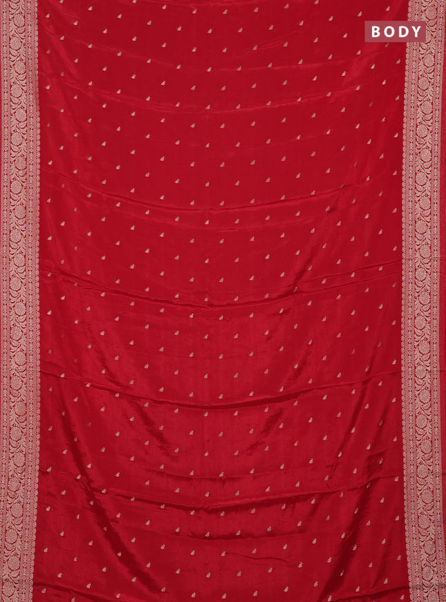 Semi mysore silk saree red with allover zari woven buttas and zari woven border