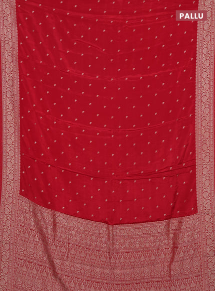 Semi mysore silk saree red with allover zari woven buttas and zari woven border