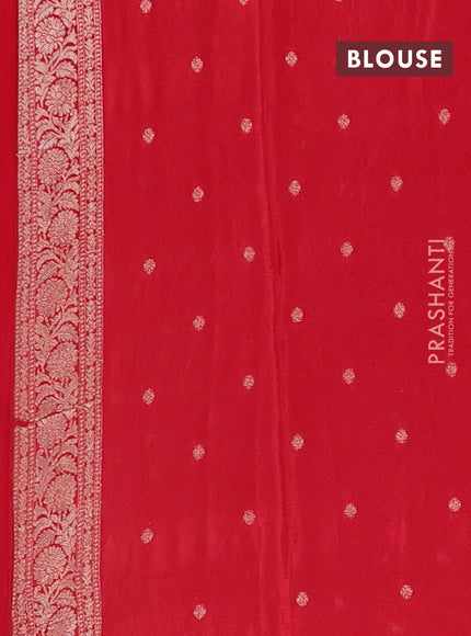 Semi mysore silk saree red with allover zari woven buttas and zari woven border