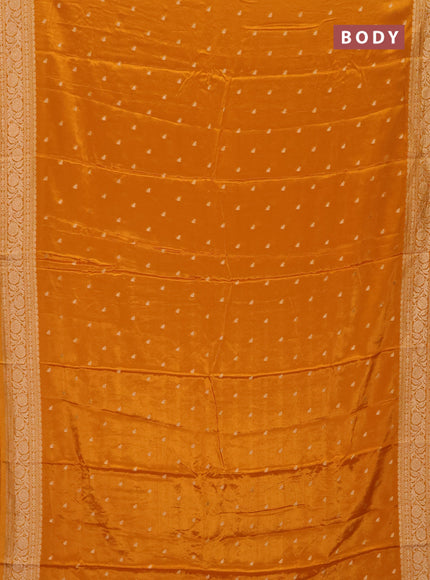 Semi mysore silk saree mustard yellow with allover zari woven buttas and zari woven border
