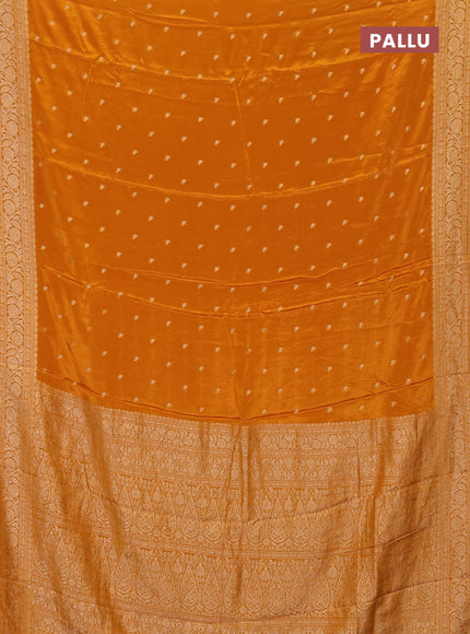 Semi mysore silk saree mustard yellow with allover zari woven buttas and zari woven border
