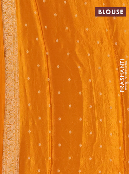 Semi mysore silk saree mustard yellow with allover zari woven buttas and zari woven border