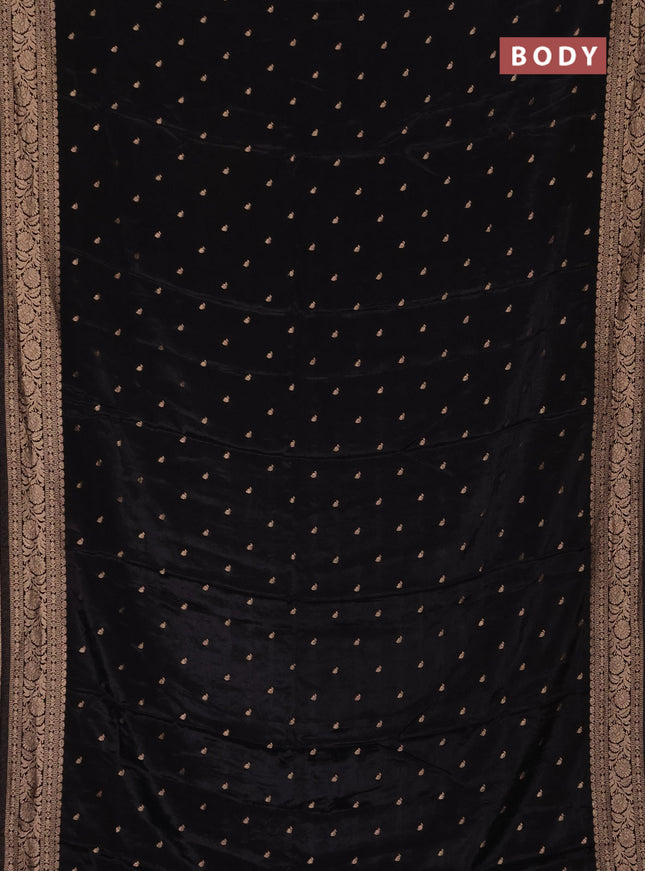 Semi mysore silk saree black with allover zari woven buttas and zari woven border