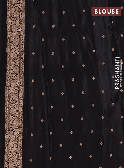 Semi mysore silk saree black with allover zari woven buttas and zari woven border