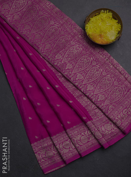 Semi mysore silk saree pink with allover zari woven buttas and zari woven border