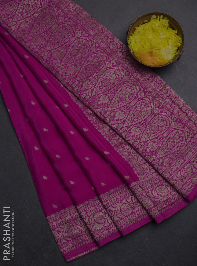 Semi mysore silk saree pink with allover zari woven buttas and zari woven border