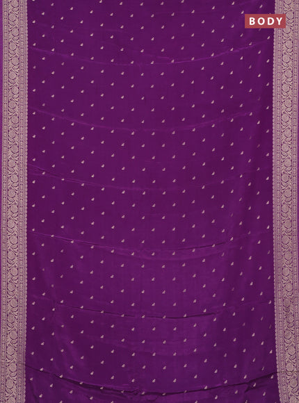 Semi mysore silk saree purple with allover zari woven buttas and zari woven border