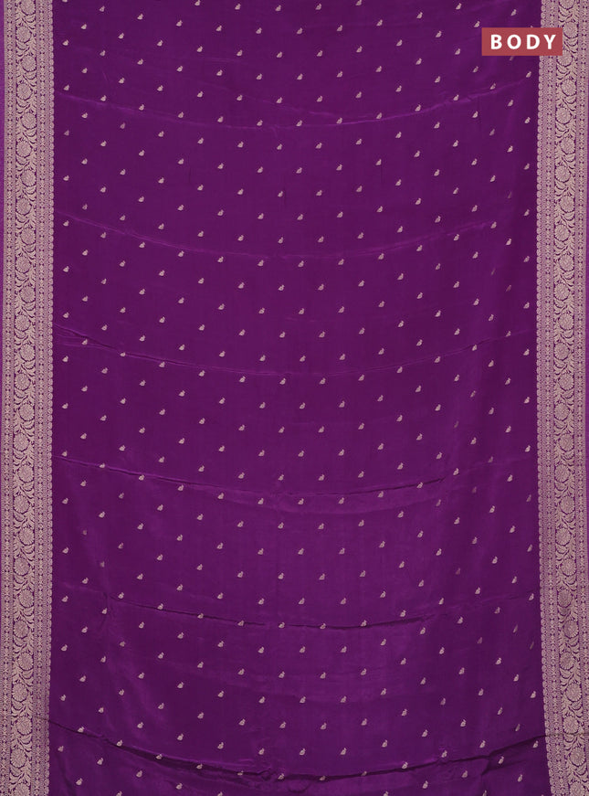 Semi mysore silk saree purple with allover zari woven buttas and zari woven border