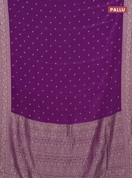 Semi mysore silk saree purple with allover zari woven buttas and zari woven border