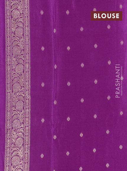 Semi mysore silk saree purple with allover zari woven buttas and zari woven border