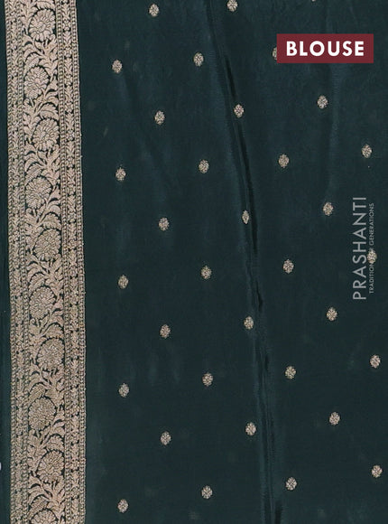 Semi mysore silk saree bottle green with allover zari woven buttas and zari woven border