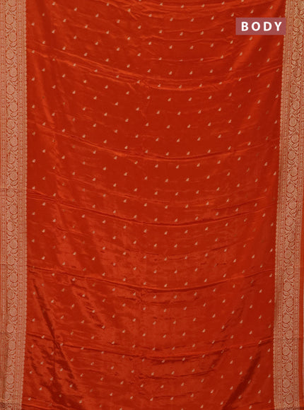 Semi mysore silk saree rust shade with allover zari woven buttas and zari woven border